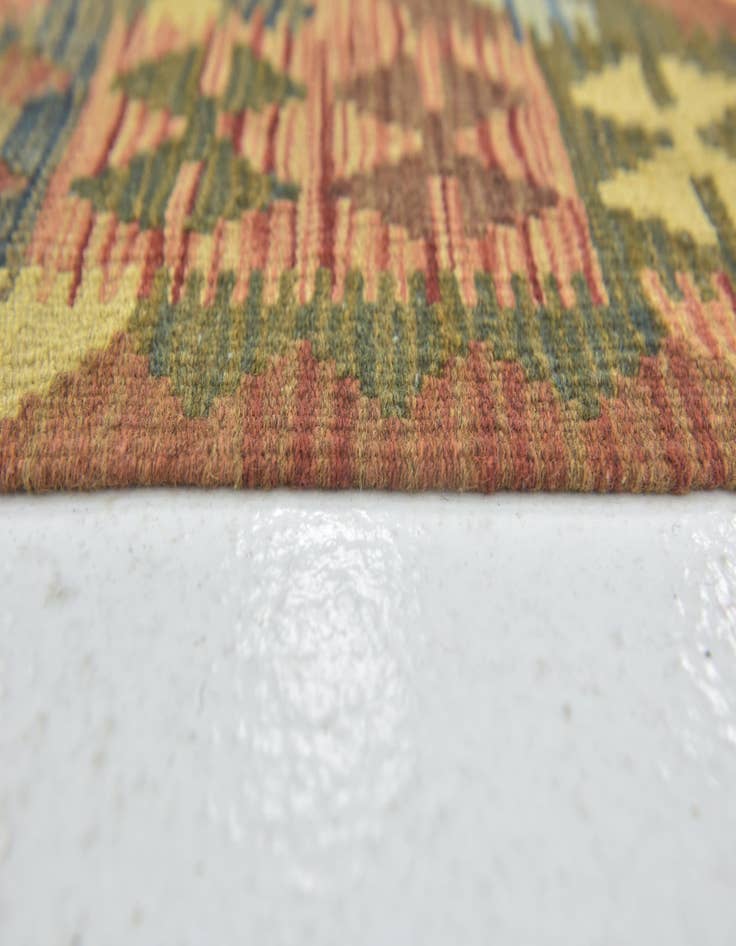 Detail image of  3' 2 x 4'  Hand Woven Kilim Maymana Wool Rug
