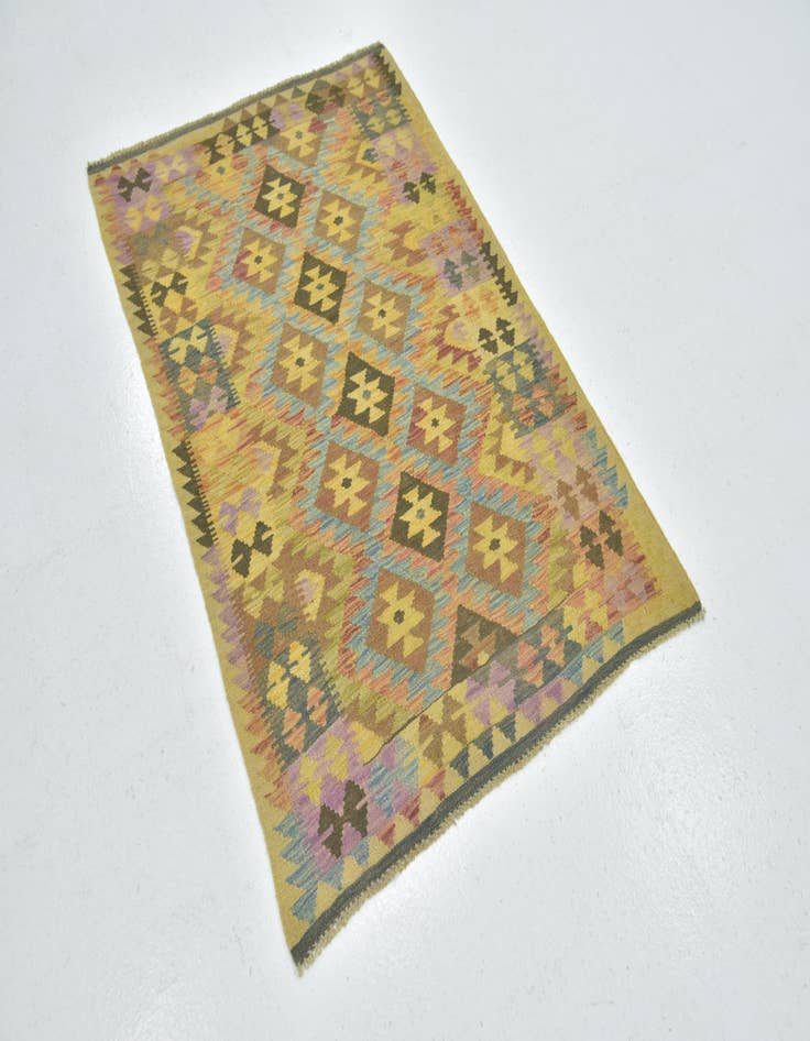 Detail image of  3' 3 x 4' 10  Hand Woven Kilim Maymana Wool Rug