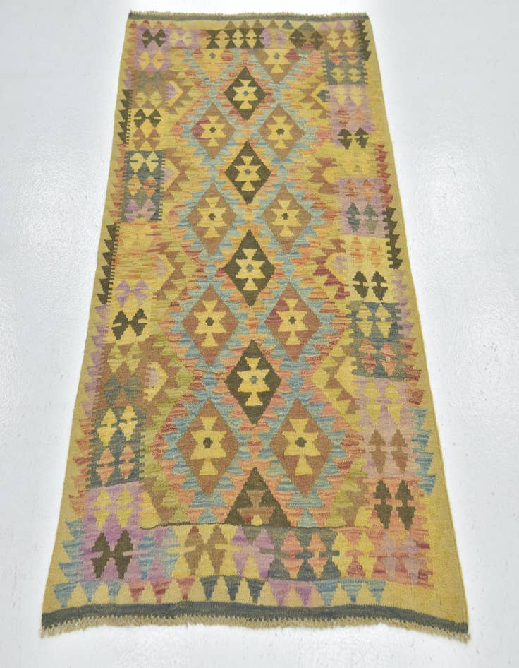 Detail image of  3' 3 x 4' 10  Hand Woven Kilim Maymana Wool Rug