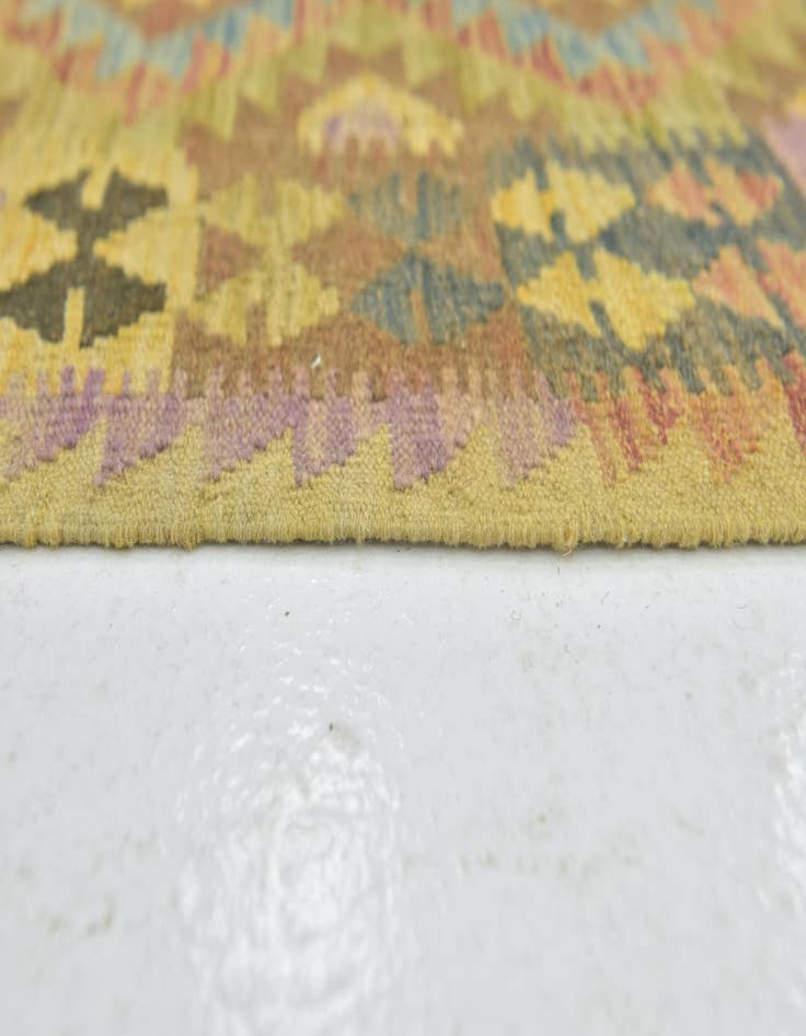 Detail image of  3' 3 x 4' 10  Hand Woven Kilim Maymana Wool Rug