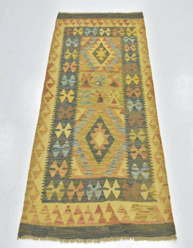 Detail image of  3' 2 x 4' 8  Hand Woven Kilim Maymana Wool Rug