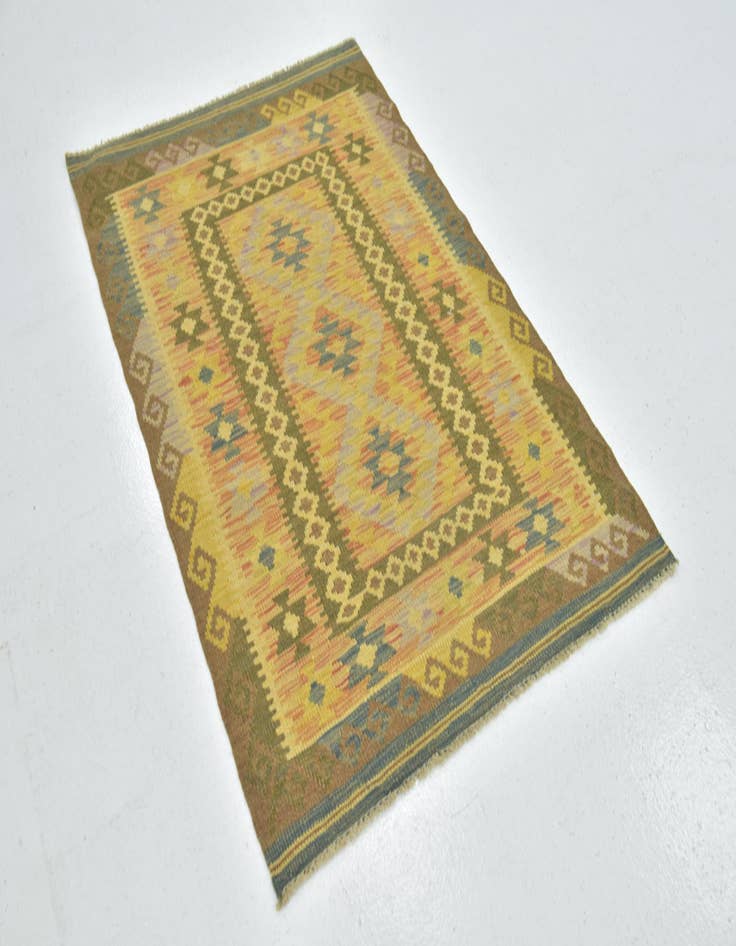 Detail image of  3' 3 x 4' 9  Hand Woven Kilim Maymana Wool Rug