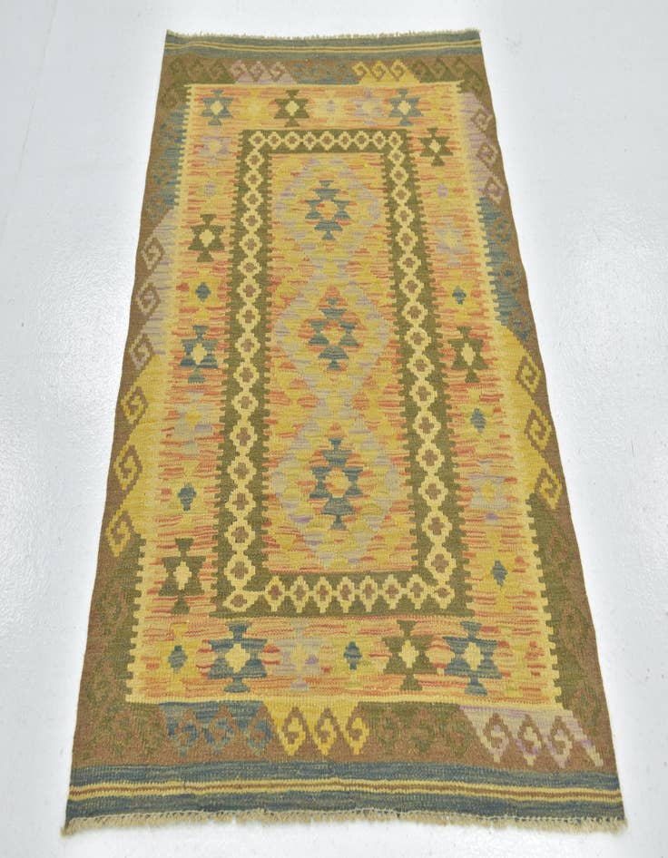 Detail image of  3' 3 x 4' 9  Hand Woven Kilim Maymana Wool Rug