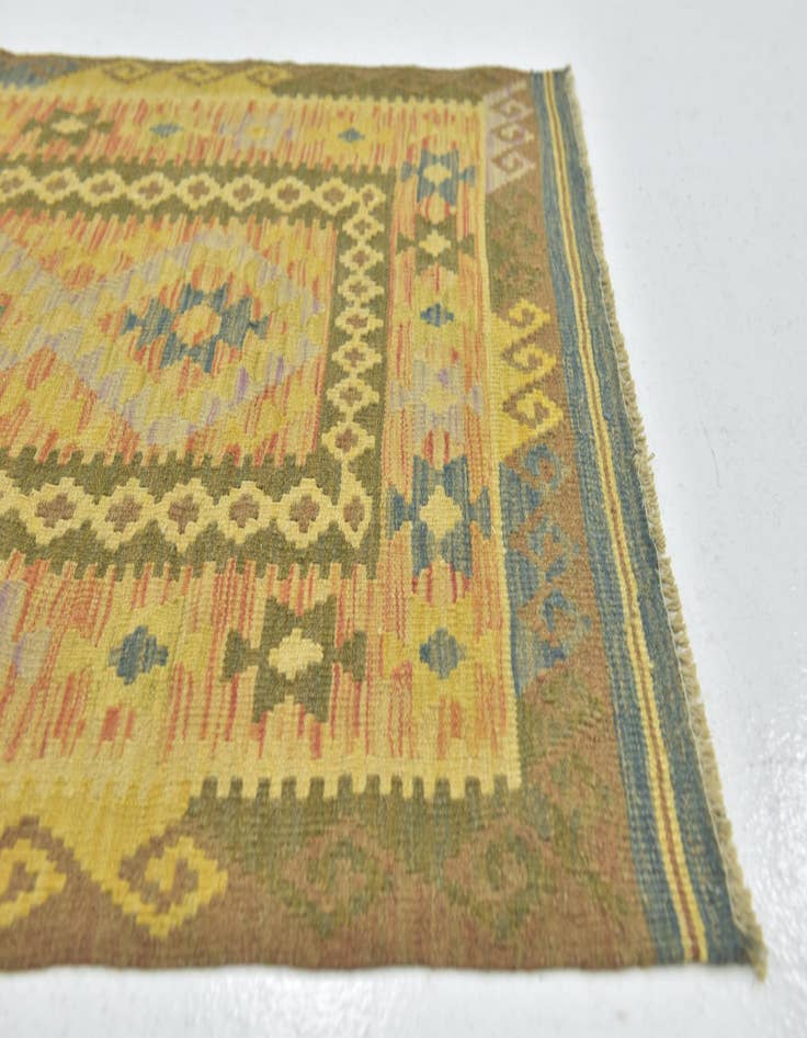 Detail image of  3' 3 x 4' 9  Hand Woven Kilim Maymana Wool Rug