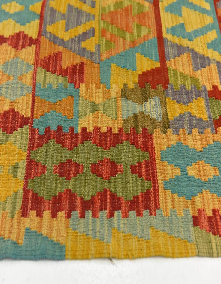 Detail image of  3' 3 x 4' 6  Hand Woven Kilim Maymana Wool Rug