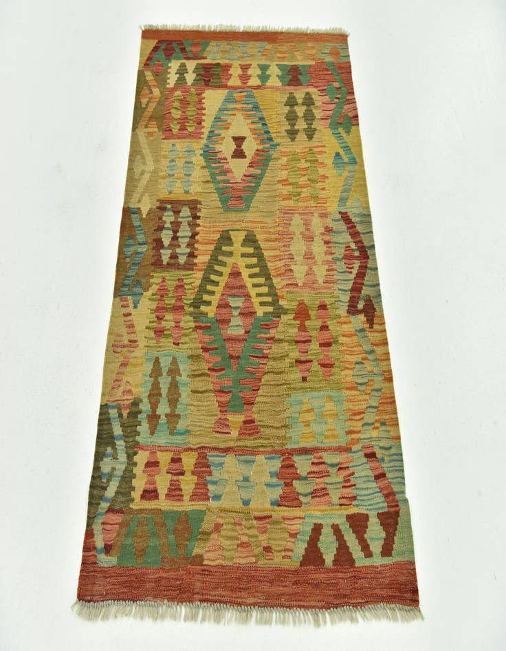 Detail image of  2' 8 x 4'  Hand Woven Kilim Maymana Wool Rug