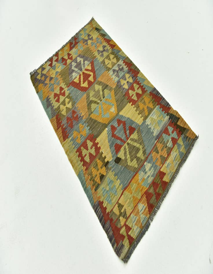 Detail image of  2' 6 x 4' 2  Hand Woven Kilim Maymana Wool Rug