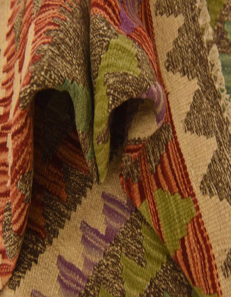 Detail image of  3' 6 x 5'  Hand Woven Kilim Maymana Wool Rug