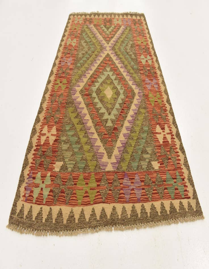 Detail image of  3' 6 x 5'  Hand Woven Kilim Maymana Wool Rug