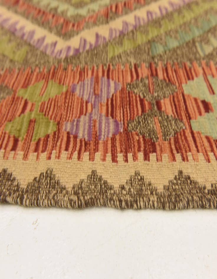 Detail image of  3' 6 x 5'  Hand Woven Kilim Maymana Wool Rug