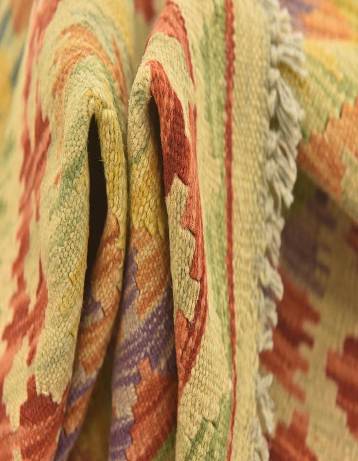 Detail image of  2' 9 x 4' 5  Hand Woven Kilim Maymana Wool Rug