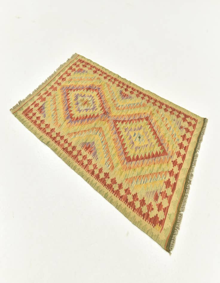 Detail image of  2' 9 x 4' 5  Hand Woven Kilim Maymana Wool Rug