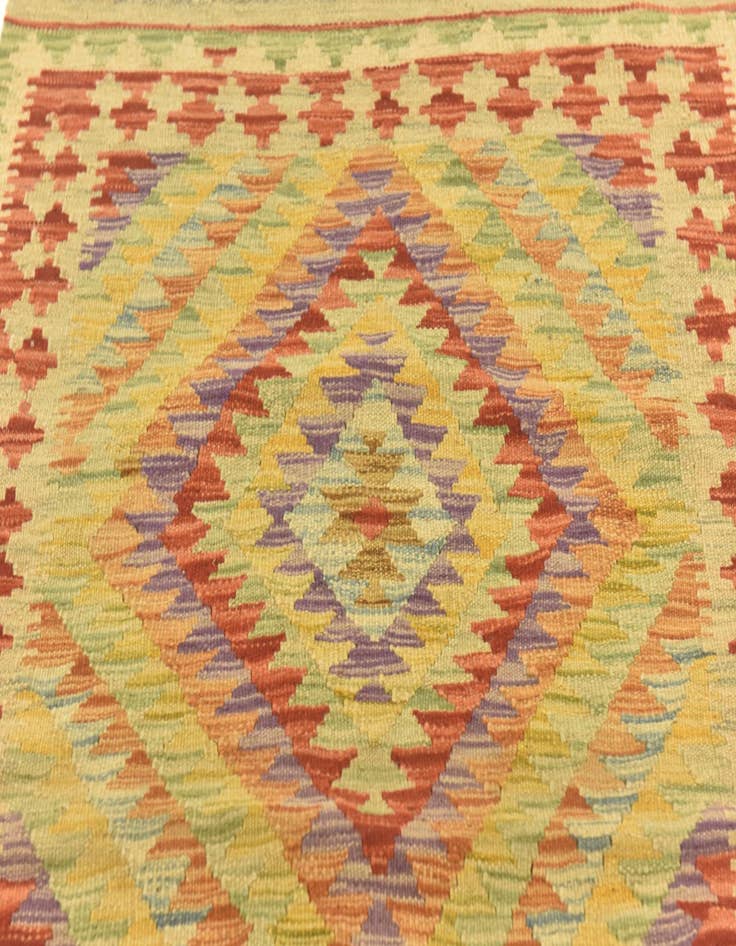 Detail image of  2' 9 x 4' 5  Hand Woven Kilim Maymana Wool Rug