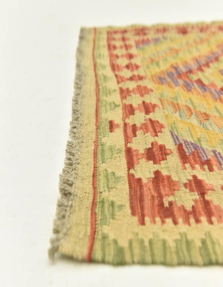 Detail image of  2' 9 x 4' 5  Hand Woven Kilim Maymana Wool Rug