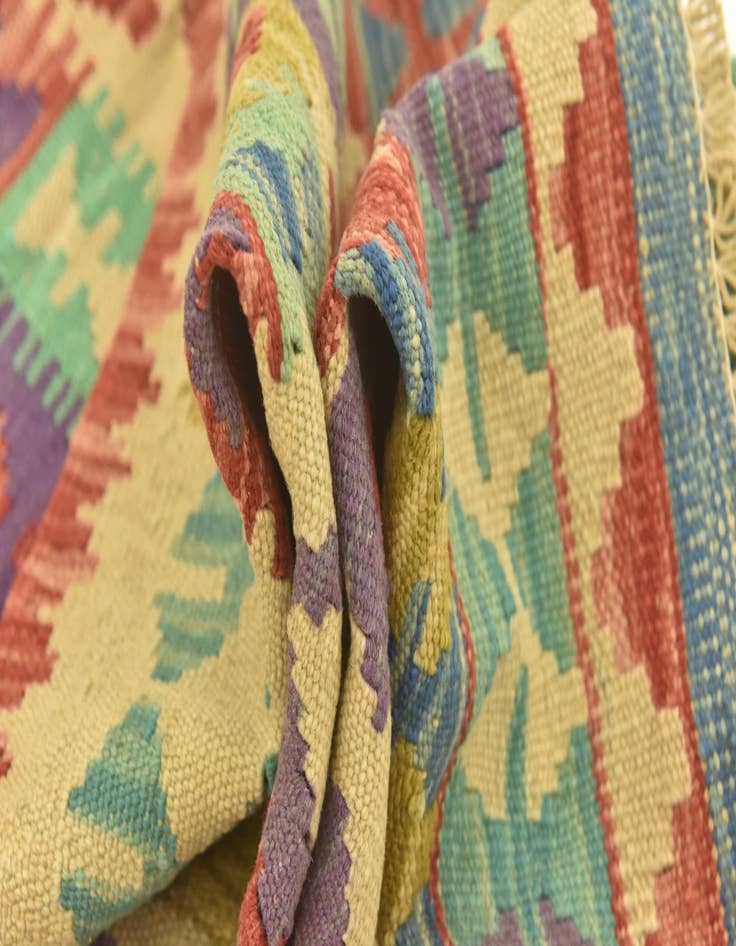 Detail image of  3' 1 x 4' 8  Hand Woven Kilim Maymana Wool Rug