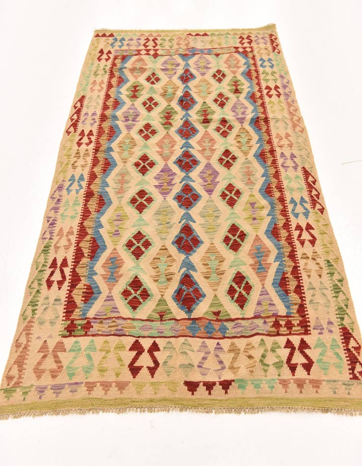 Detail image of  5' x 6' 6  Hand Woven Kilim Maymana Wool Rug