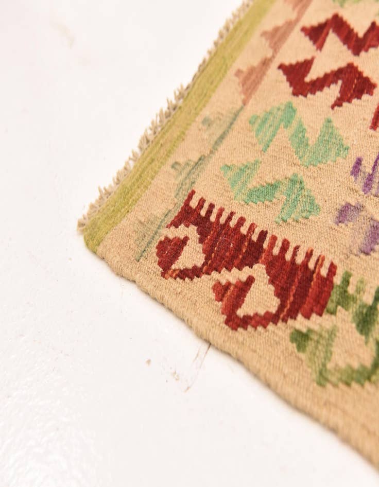 Detail image of  5' x 6' 6  Hand Woven Kilim Maymana Wool Rug