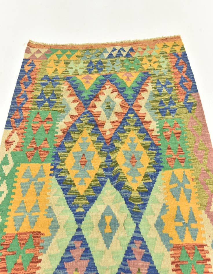 Detail image of  3' 8 x 5' 3  Hand Woven Kilim Maymana Wool Rug