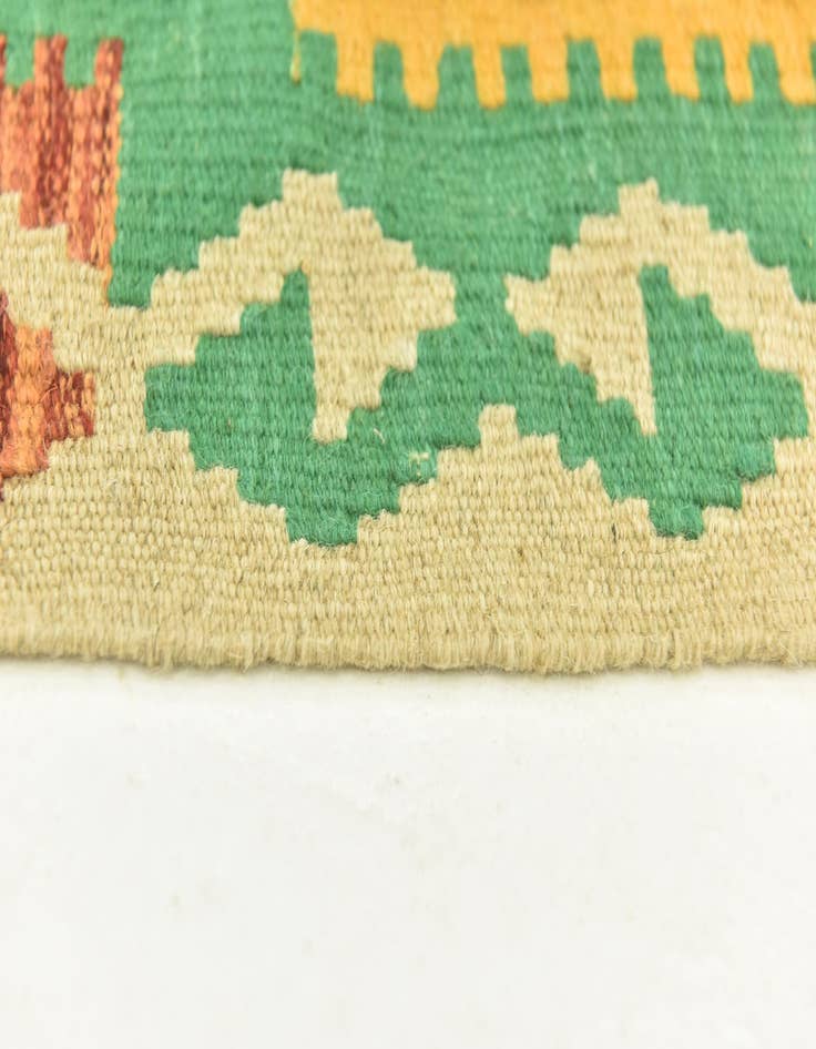 Detail image of  3' 8 x 5' 3  Hand Woven Kilim Maymana Wool Rug