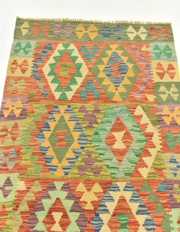 Detail image of  3' 3 x 5' 4  Hand Woven Kilim Maymana Wool Rug