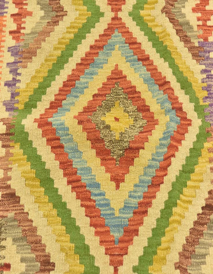 Detail image of  3' 3 x 6' 5  Hand Woven Kilim Maymana Wool Rug