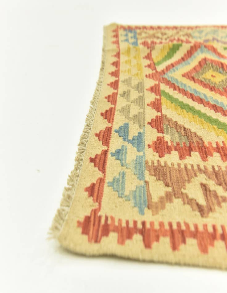 Detail image of  3' 3 x 6' 5  Hand Woven Kilim Maymana Wool Rug