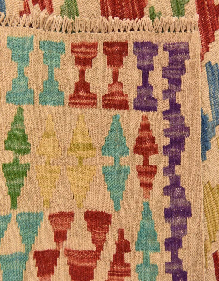 Detail image of  3' 10 x 5' 7  Hand Woven Kilim Maymana Wool Rug