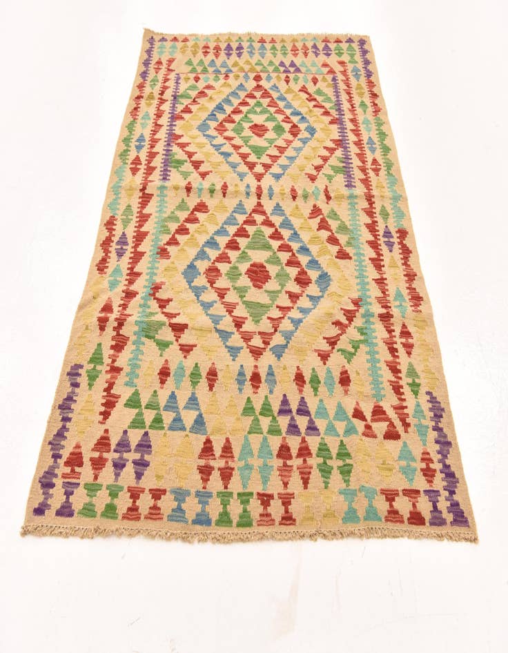 Detail image of  3' 10 x 5' 7  Hand Woven Kilim Maymana Wool Rug