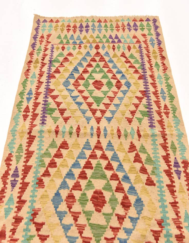 Detail image of  3' 10 x 5' 7  Hand Woven Kilim Maymana Wool Rug