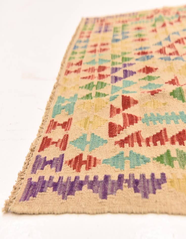 Detail image of  3' 10 x 5' 7  Hand Woven Kilim Maymana Wool Rug