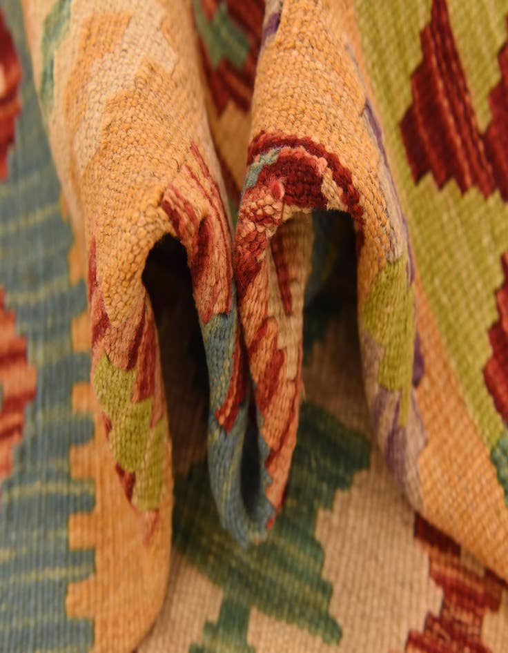 Detail image of 4' 3 x 6' 1 Hand Woven Kilim Maymana Wool Rug
