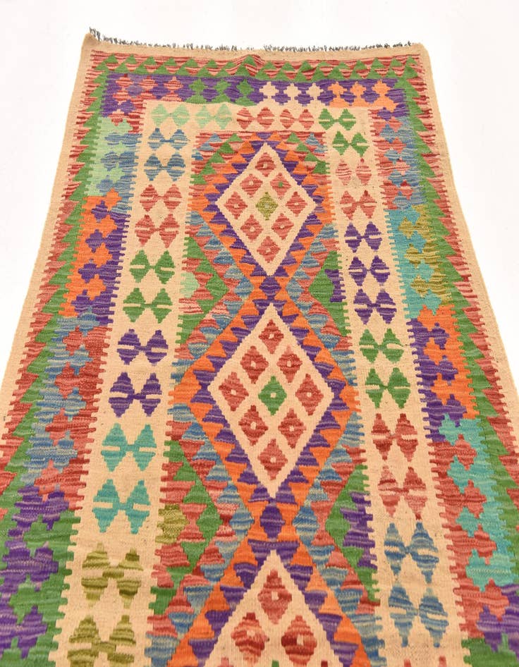 Detail image of  3' 8 x 6' 8  Hand Woven Kilim Maymana Wool Rug