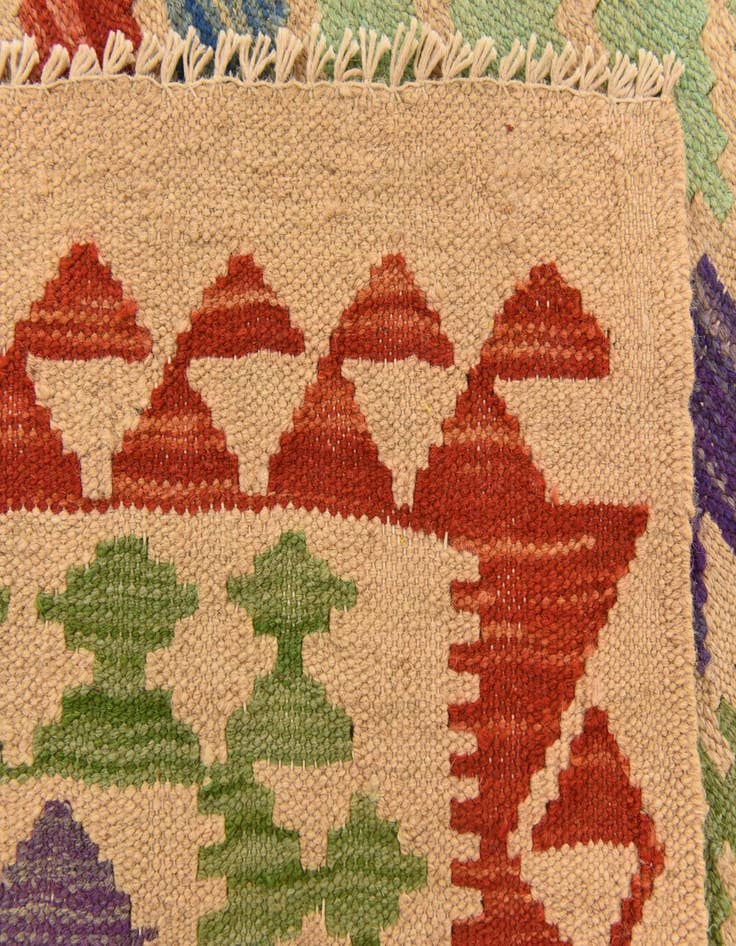 Detail image of  3' 7 x 6' 1  Hand Woven Kilim Maymana Wool Rug