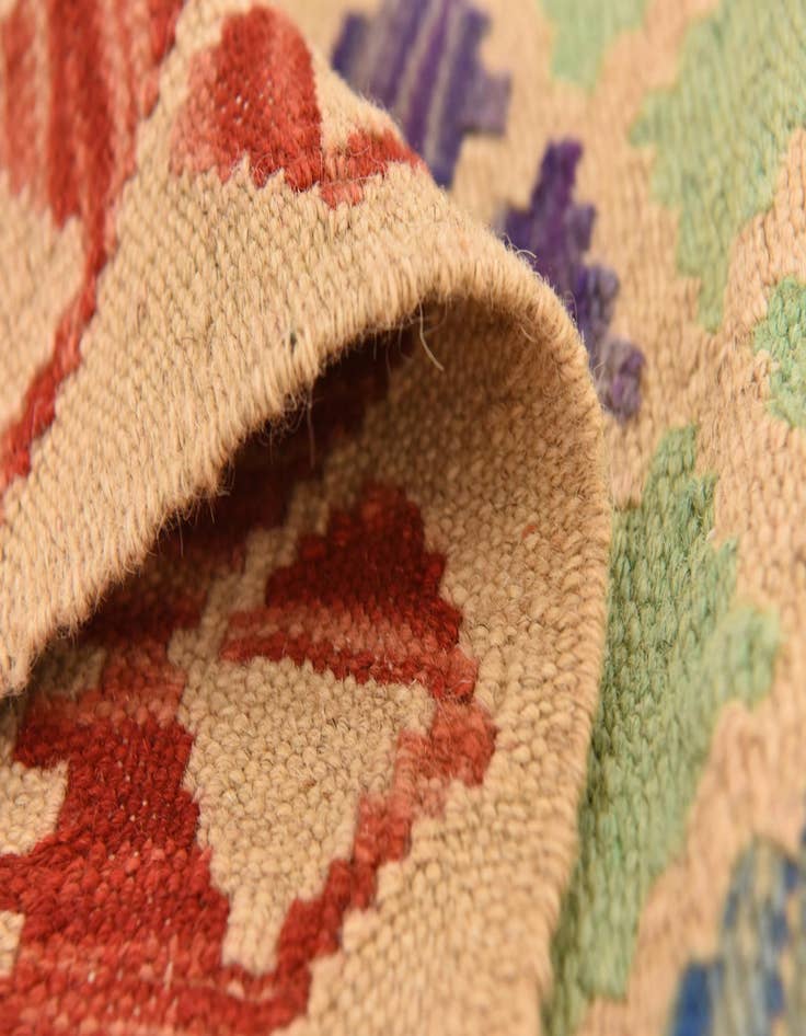 Detail image of  3' 7 x 6' 1  Hand Woven Kilim Maymana Wool Rug