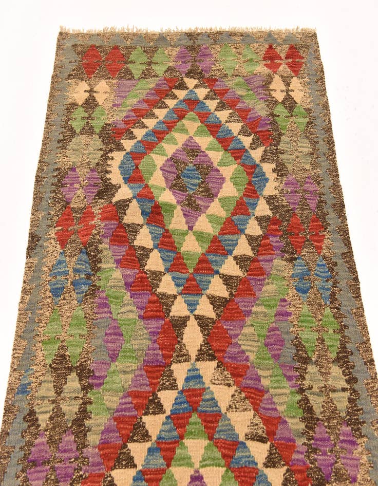 Detail image of  2' 11 x 4' 3  Hand Woven Kilim Maymana Wool Rug