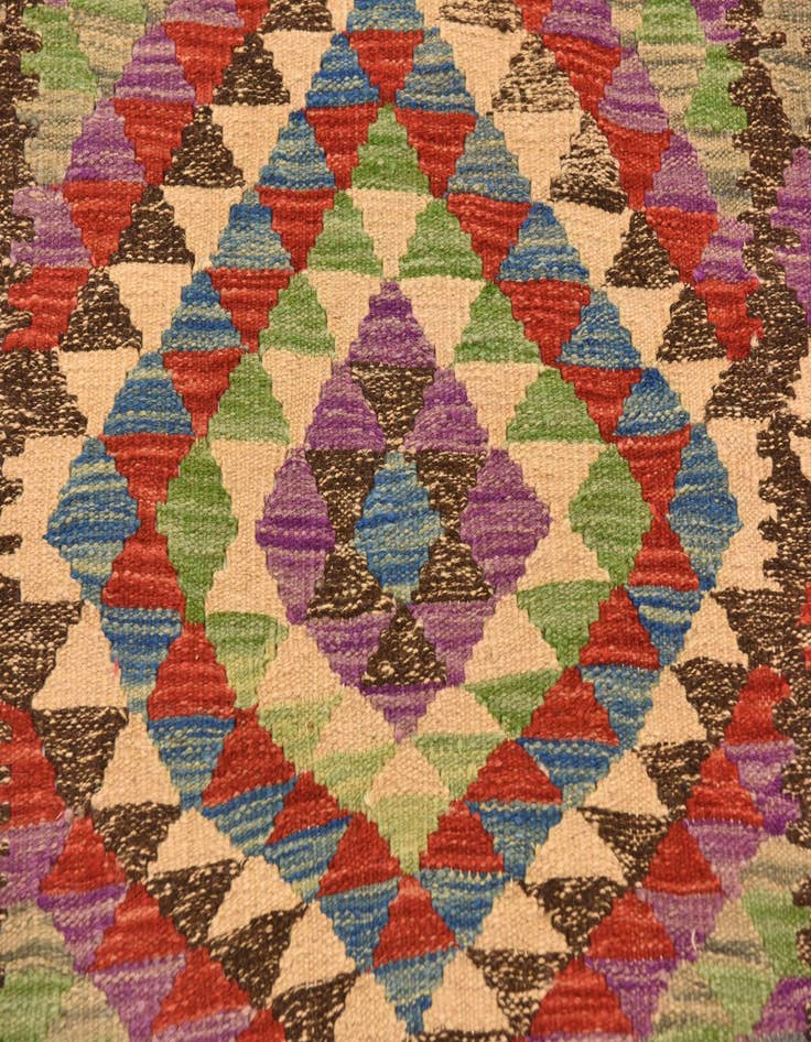Detail image of  2' 11 x 4' 3  Hand Woven Kilim Maymana Wool Rug