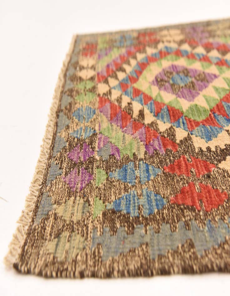 Detail image of  2' 11 x 4' 3  Hand Woven Kilim Maymana Wool Rug