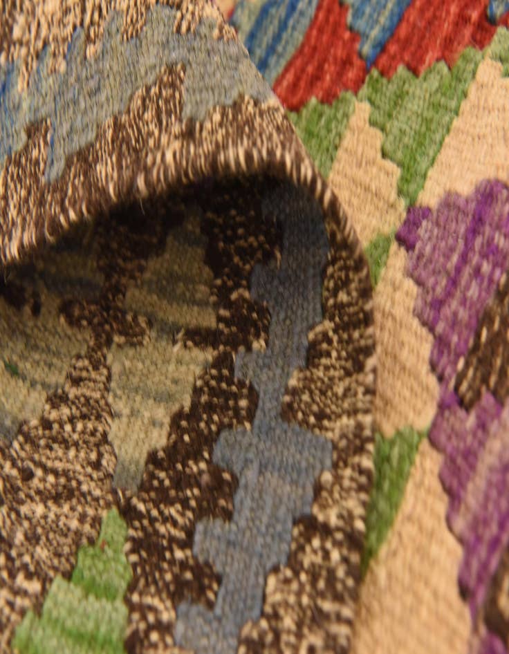 Detail image of  2' 11 x 4' 3  Hand Woven Kilim Maymana Wool Rug