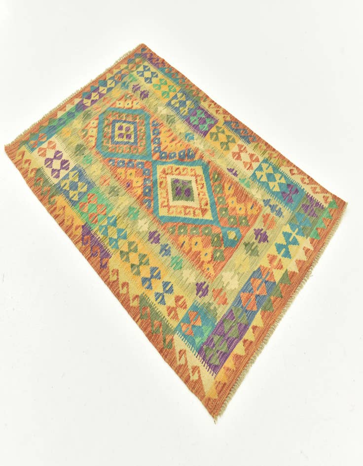 Detail image of  3' 6 x 5'  Hand Woven Kilim Maymana Wool Rug