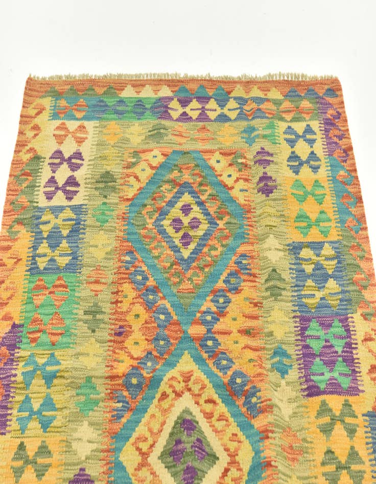 Detail image of  3' 6 x 5'  Hand Woven Kilim Maymana Wool Rug