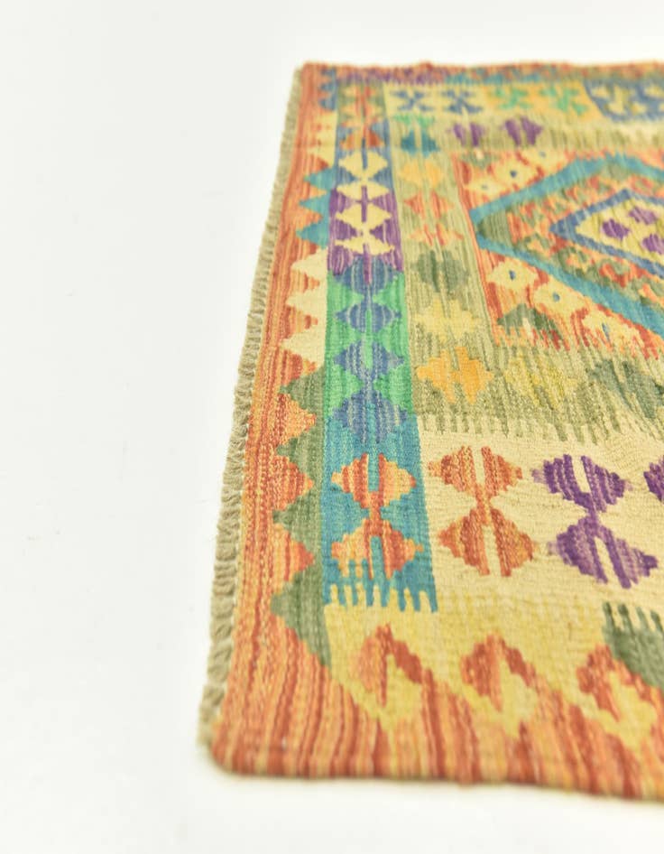 Detail image of  3' 6 x 5'  Hand Woven Kilim Maymana Wool Rug