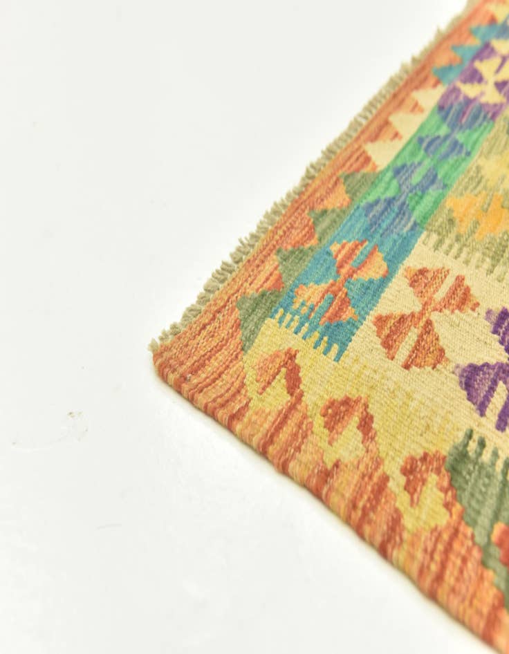 Detail image of  3' 6 x 5'  Hand Woven Kilim Maymana Wool Rug