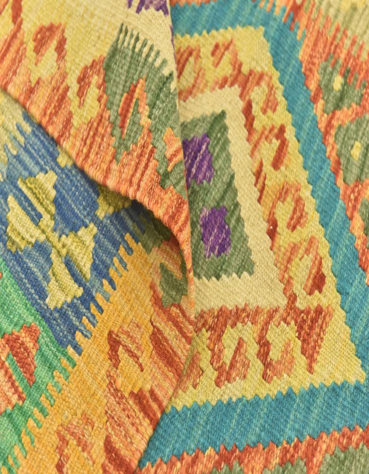Detail image of  3' 6 x 5'  Hand Woven Kilim Maymana Wool Rug
