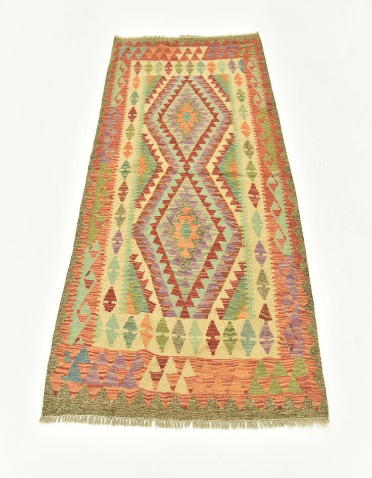 Detail image of  4' 1 x 5' 9  Hand Woven Kilim Maymana Wool Rug