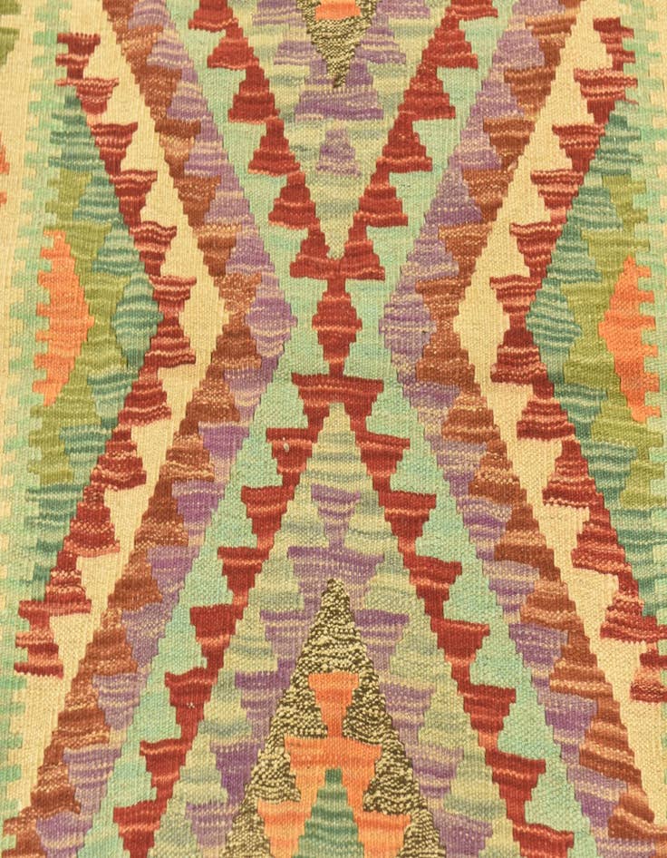 Detail image of  4' 1 x 5' 9  Hand Woven Kilim Maymana Wool Rug