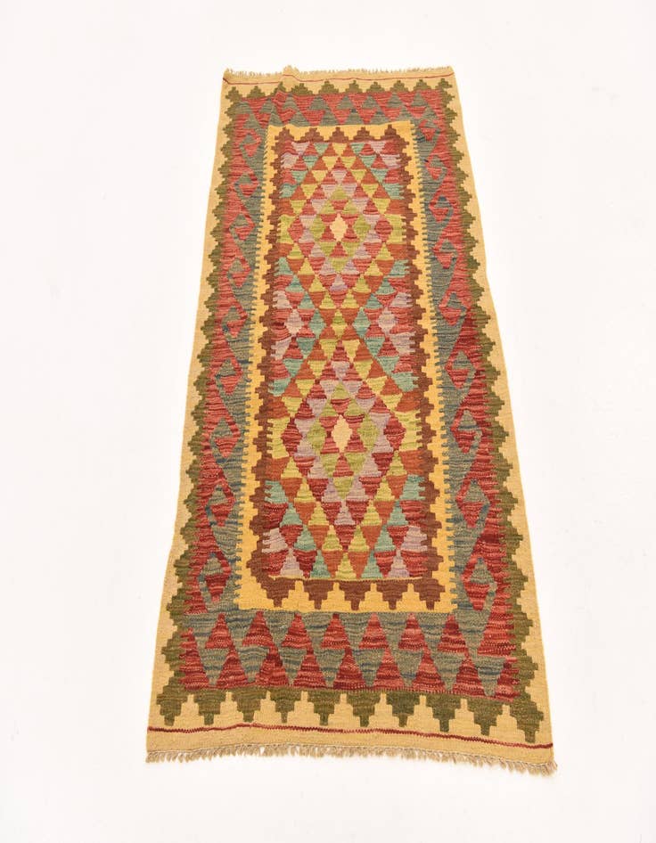 Detail image of  2' 11 x 4' 10  Hand Woven Kilim Maymana Wool Rug