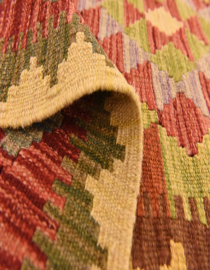 Detail image of  2' 11 x 4' 10  Hand Woven Kilim Maymana Wool Rug