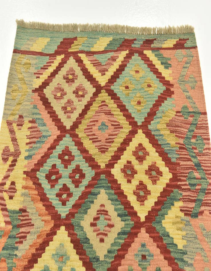 Detail image of  2' 9 x 4' 1  Hand Woven Kilim Maymana Wool Rug