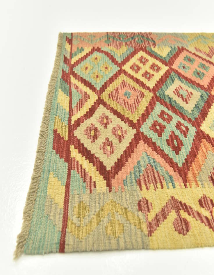 Detail image of  2' 9 x 4' 1  Hand Woven Kilim Maymana Wool Rug