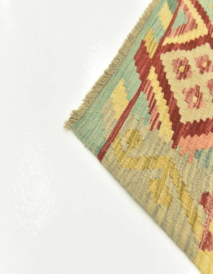 Detail image of  2' 9 x 4' 1  Hand Woven Kilim Maymana Wool Rug